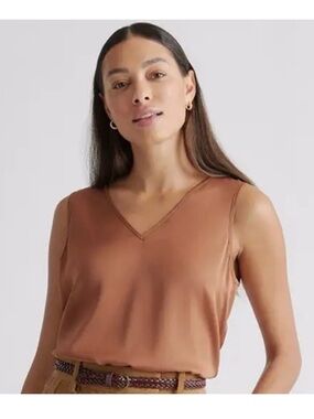 ☀️ RARE Quince washable silk tank top blouse copper brown tan SOLD OUT